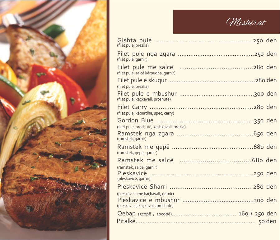 Menu page
