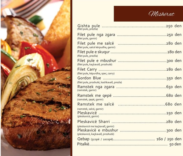 Menu page