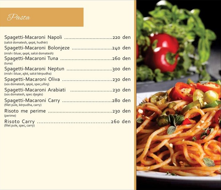 Menu page
